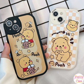 เคสโทรศัพท์มือถือนิ่ม ทรงวงรี ลายชานมไข่ หมีสีเหลือง สําหรับ Samsung Galaxy A02S A03S A12 M12 A50 A50S A30S A21S A22 A32 A51 A52 A52S 5G 4G