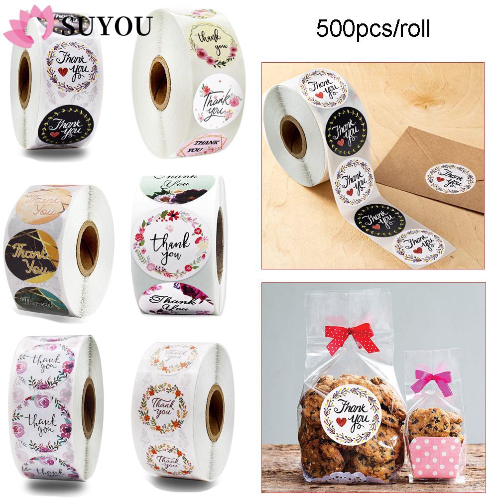 SUYOU Gift Packaging Thank You Round label Sticker roll Package Label