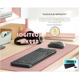 Logitech wireless keyboard+mouse คีย์บอร์ด+เม้าส์ รุ่นMK-220 (ของแท้ประกันศูนย์ 3 ปี)