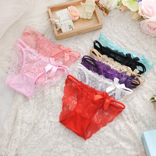 พร้อมส่งจากไทย💥Sanay Bra💥 (N288) กางเกงในซีทรู ดีไซน์ลายลูกไม้ ตกแต่งโบว์ ชุดชั้นใน sexy