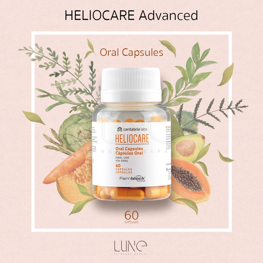 HELIOCARE ORAL CAPSULES ส้มล้วน วิตามิน กิน กันแดด HELI-0002 เฮลิโอแคร์ ล็อตใหม่ ผิว ขาว กระจ่าง ใส 