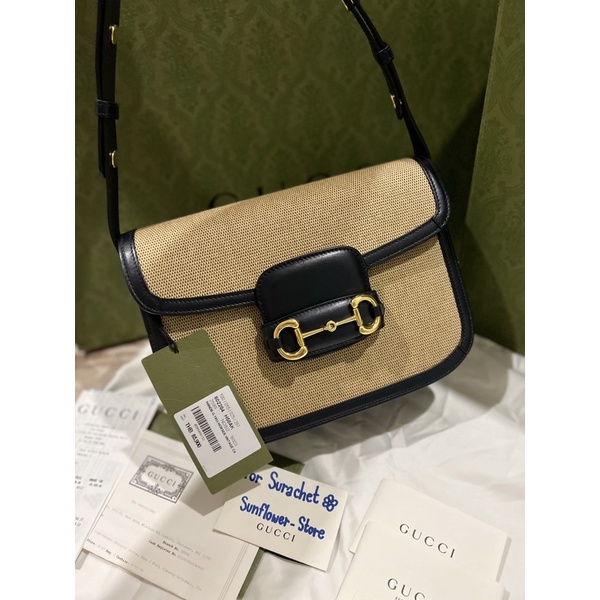 GUCCI BEIGE & BLACK 'GUCCI 1955' HORSEBIT SHOULDER BAG Shopee Thailand
