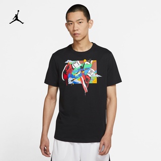 เสื้อยืดพิมพ์ลายแฟชั่น เสื้อยืดผู้ชาย JordanAIR JORDAN 1 ใหม่ฤดูร้อนผ้าฝ้ายพิมพ์ JUMPMAN DO1927