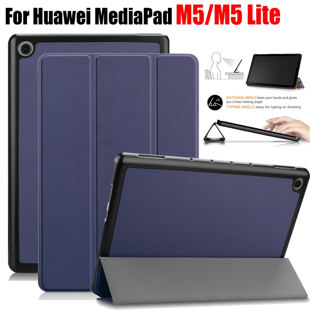เคสแท็บเล็ตหนัง PU ฝาพับแม่เหล็ก กันเหงื่อ พร้อมขาตั้ง สําหรับ Huawei MediaPad M5 M5 Lite 8 M5 10 Pro 10.8 JDN2-L09 SHT-AL09 SHT-W09 BAH2-W19 CMR-AL09 – โปรปัง