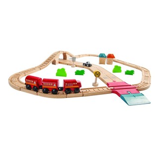 PlanToys 6608 Road &amp; Rail Set ของเล่นไม้ บทบาทสมมุติ ชุดระบบรถ-รางมาตรฐาน