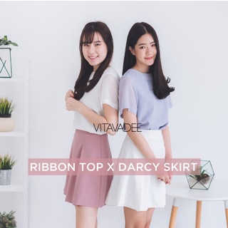 Vitavadee Ribbon Top สีเทาอมม่วง used