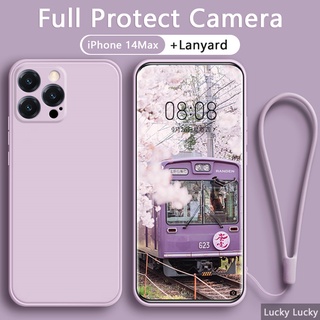 เคส for iPhone 14 14Pro 14ProMax 14Plus โทรศัพท์มือถือซิลิโคน กันกระแทก ป้องกันกล้อง พร้อมสายคล้อง สําหรับ iPhone 14 14max 14Pro 14ProMax 14 14max