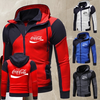 COCA COLA เสื้อคลุมกันหนาวชายมีหมวกติดซิป