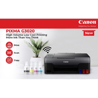 CANON PIXMA G3020 เครื่องพิมพ์มัลติฟังก์ชั่น (All-In-One) แบบไร้สาย แบบติดตั้งแทงค์หมึกเติมได้