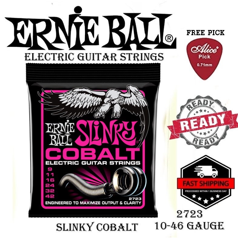 ERNIE BALL STRINGS - SUPER SLINKY 2723 COBALT ELECTRIC GUITAR STRINGS - 9-42 GAUGE