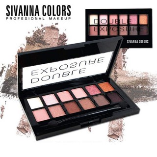 ตลับอายแชโดว์พร้อมแปรง Sivanna Colors Double Exposure Palette HF350