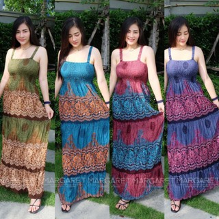 Maxi dress แมกซี่เดรสสายเดี่ยวอกใส่ยาง