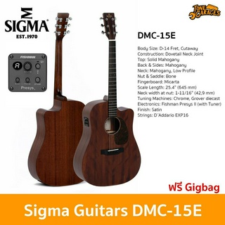 Sigma Guitars DMC-15E Acoustic Guitar กีต้าร์โปร่งไฟฟ้า กีต้าร์อคูสติกไฟฟ้า ทรง Dreadnought