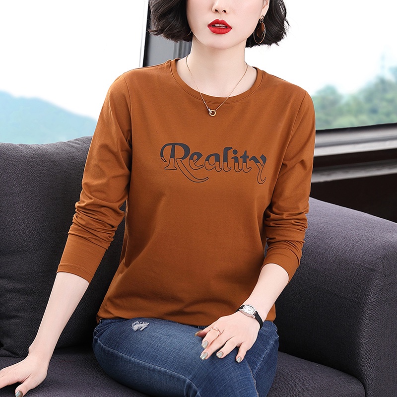 5 สีเสื้อยืดแขนยาวแขนยาวผู้หญิง All-Match สบายฤดูใบไม้ผลิฤดูใบไม้ร่วงเวอร์ชั่นเกาหลีหลวมขนาดใหญ่อินเทรนด์