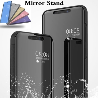 Samsung Galaxy A13 A23 A32 A33 A42 A51 A52 A52S A53 A71 A72 A73 Mirror Smart View Phone Case Cover Plating With Stand