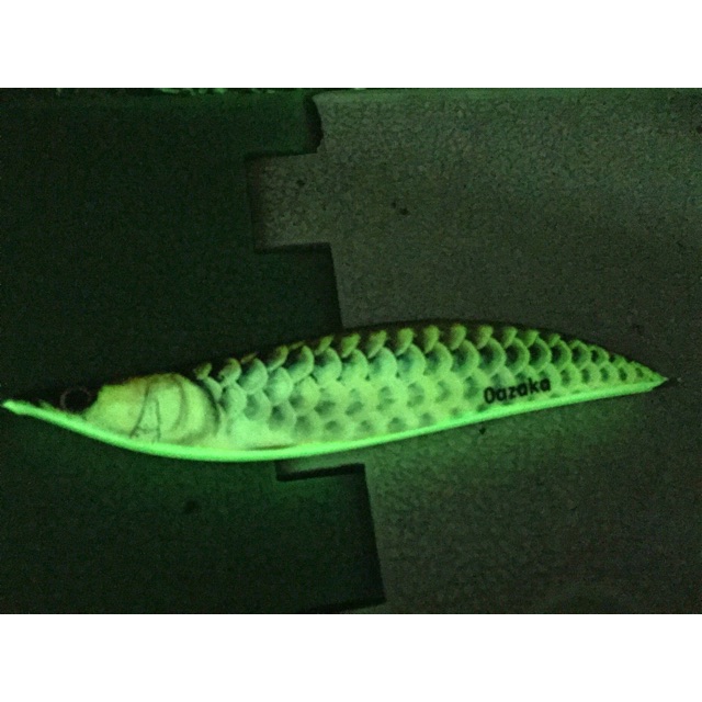 เหยื่อตกปลา เหยื่อจิ๊ก oazaka  Arowana  สีเรืองแสง+ปรอท 80g