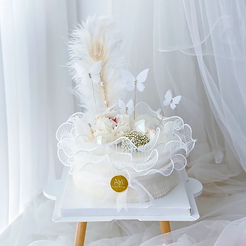 ช่อดอกไม้ริบบิ้นเส้นด้ายหยัก สามชั้น ขนาด 6 นิ้ว 8 นิ้ว สําหรับตกแต่งเค้ก - รูปที่ 5