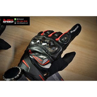 ถุงมือ Komine GK 224 carbon Black Red การ์ดคาร์บอน