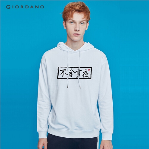 GIORDANO MEN Printed long-sleeve hoodie 91099667