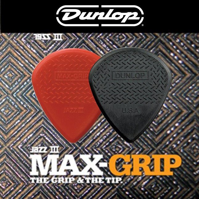 ปิ๊ค Jazz iii รุ่น Max Grip 1.38mm ของแท้ 100% ครบทุกขนาด DUNLOP Guitar pick