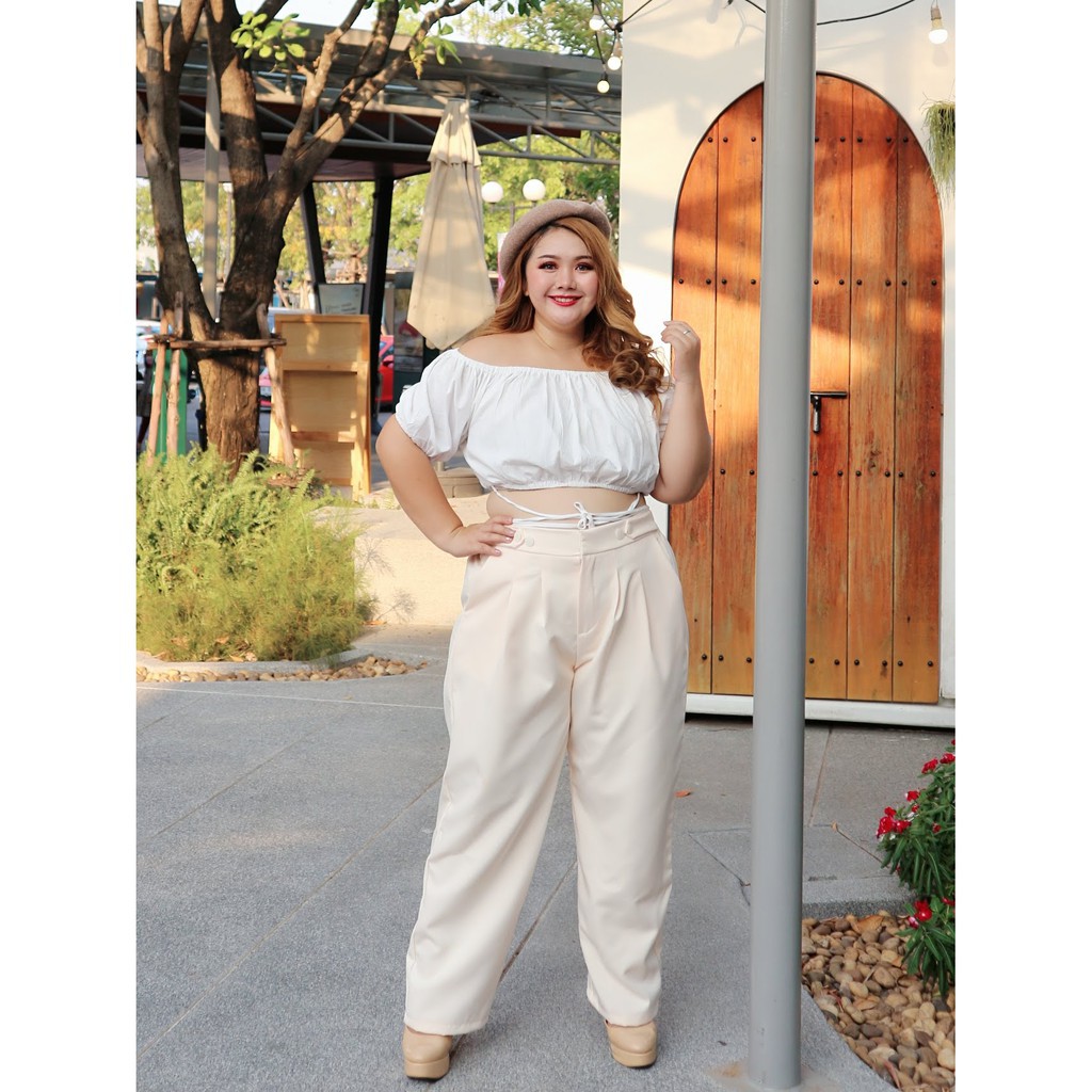 เสื้อ zaraพร้อมส่ง!! กางเกงไซส์ใหญ่ เอวแต่งกระดุม สวยม๊าก ใหญ่มาก เอว 36-62" by FitFat