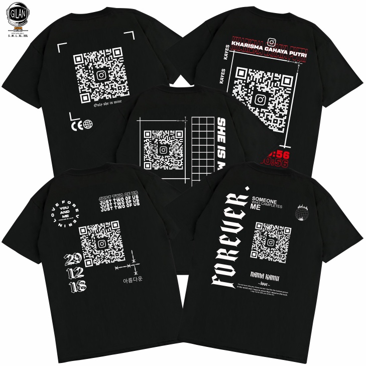 เสื้อยืดที่กําหนดเอง Gilan Viral Scan Barcode qr Code Unit Couple Boyfriend