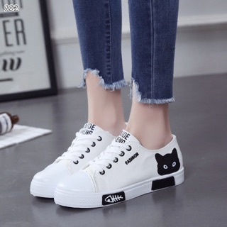 ผ้าใบShoe Cat แต่งลายน้องแมว (มาเพิ่มพร้อมส่ง)