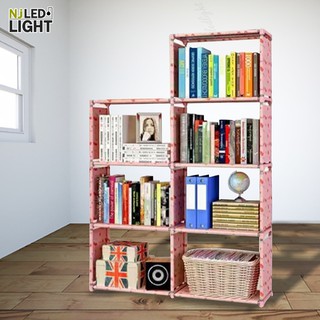 NJLED LIGHT B07 ชั้นวางของ ชั้นวางหนังสือ โครงเหล็กแข็งแรง ผ้ากันน้ำ ชั้นวางของอเนกประสงค์ 7 ช่อง