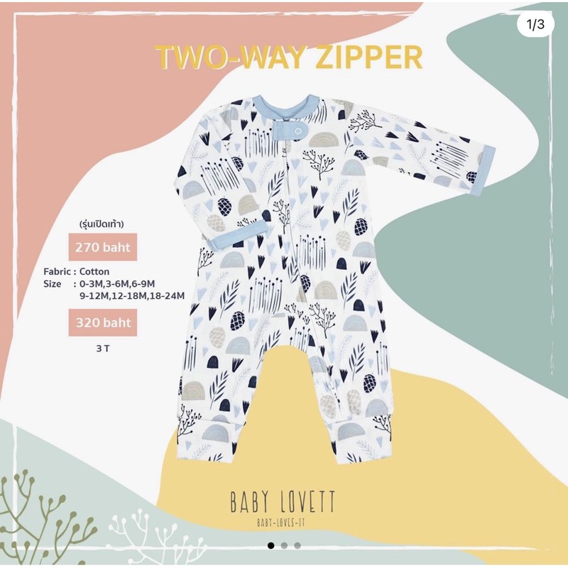Size 3T , New‼️Babylovett ชุดนอน Two-Way Zipper รุ่นเปิดเท้า