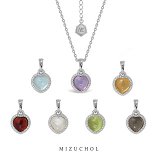 Mizuchol-สร้อยเสริมดวงความรักประจำวันเกิด Darling Necklace พลอยแท้ ตัวเรือนเงินแท้ (ชุบทองคำขาว)