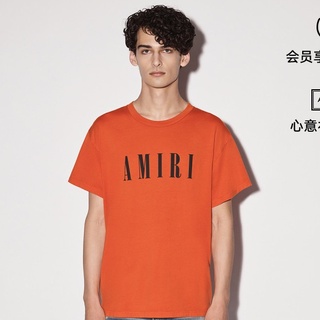 Amiri เสื้อคอกลม แขนสั้น ผ้าฝ้าย พิมพ์ลาย ทรงหลวม เข้ากับทุกการแต่งกาย แฟชั่นเสื้อยืด