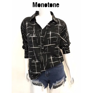 เสื้อเชิ้ตผู้หญิง เสื้อเชิ้ตโอเวอร์ไซด์ เสื้อเชิ้ตฟรีไซด์ Monotone Shirt Lady Basic