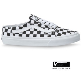 VANS OLD SKOOL MULE CHECKERBOARD BLACK TRUE WHITE SNEAKERS สินค้ามีประกันแท้