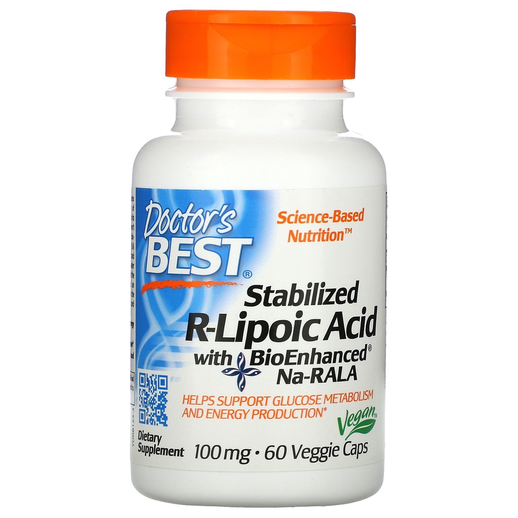 Doctor's Best,Stabilized R-Lipoic Acid with BioEnhanced Na-RALA,100,200 mg สารต้านอนุมูลอิสระ ชะลอริ้วรอยก่อนวัย