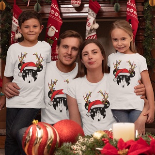 Disney Christmas Tshirts Family Outfits Matching Clothes T-shirt Family Set Look Christmas Printing Shirts 471