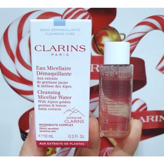 คลีนซิ่งวอเตอร์ แท้💯%Clarins cleansing micellar water with alpine golden 10ml . มีฉลากไทย