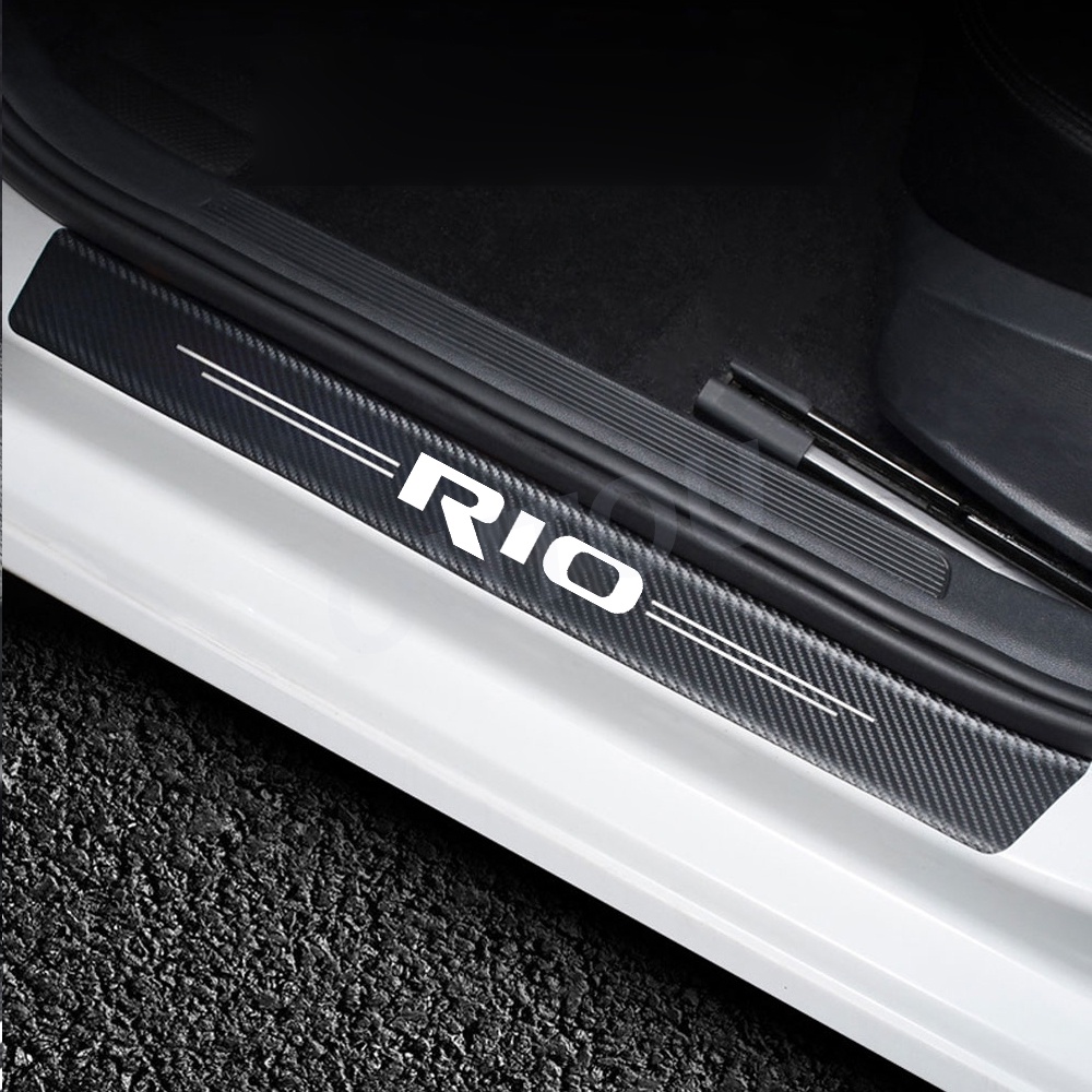 4pcs รถประตู Sill แผ่นสติกเกอร์สําหรับ KIA Rio UB YB 3 4 2022 2021 2020 2019 2018 2017 2016 2015 201