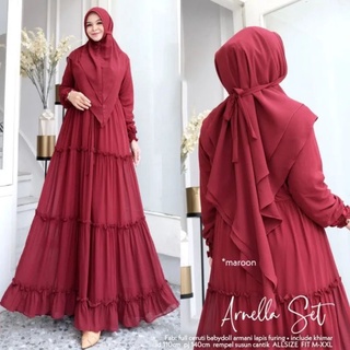 Arnella SYARI MOSCREPE (ฟรี KHIMAR) ชุดเดรสเสื้อคลุมจัมโบ้ สําหรับผู้ใหญ่