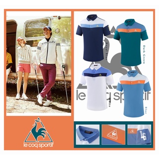 Golf Le Coq Sportif เสื้อโปโลแขนสั้น ระบายอากาศ แบบแห้งเร็ว ยืดหยุ่น เหมาะกับฤดูร้อน สําหรับผู้ชาย FT05 W2D3