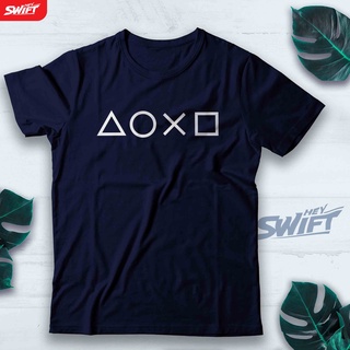 [S-5XL]เสื้อยืด PLAYSTATION BUTTON TSHIRT Clothes DISTRO