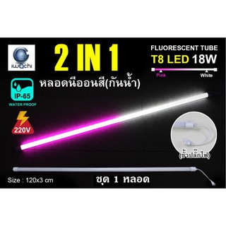 IWACHI หลอดนีออนสี ขั้วกันน้ำ 2 IN 1 พร้อมหัวปลั๊กเสียบ LED 18W สีขาว+สีชมพู