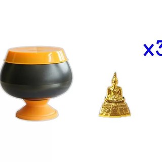 SANGKAPANTHELIONตราสิงโต บาตรกลางดำ+ปางสะดุ้งมาร x 3(Gold)