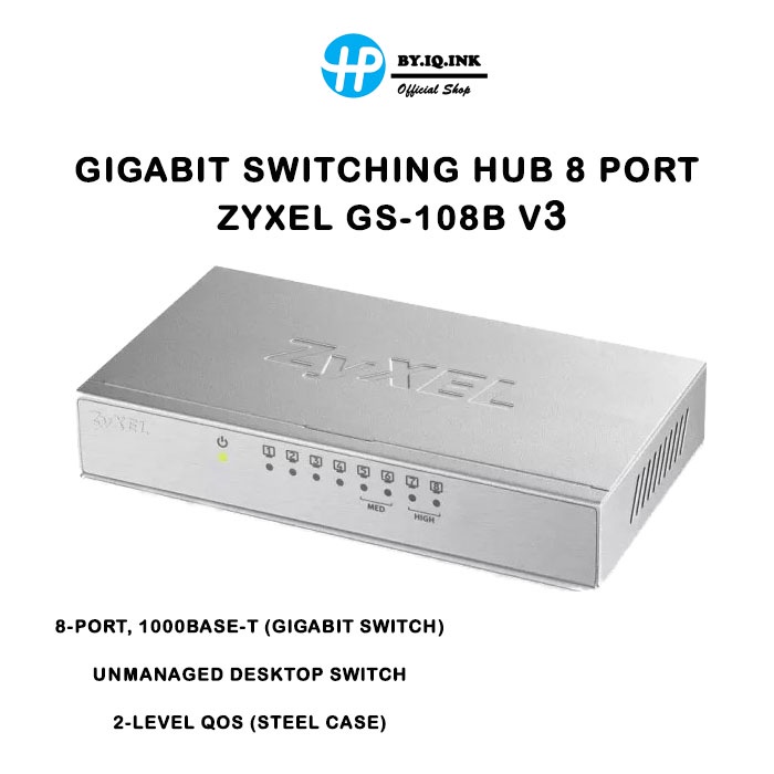 ZYXEL GS-108B v3 8-port Gigabit Unmanaged Switch (เคสเหล็ก)