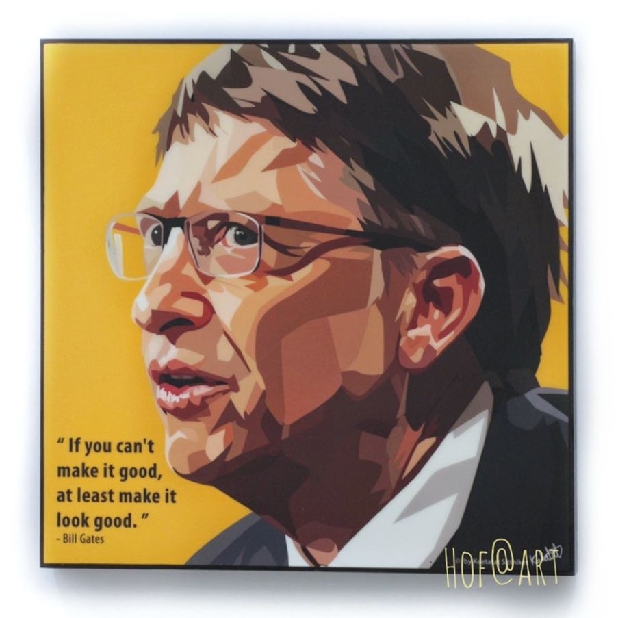 Bill Gates บิลล์ เกตส์ มหาเศรษฐีอันดับต้นของโลก ผู้ก่อตั้ง Microsoft รูปภาพ​ติดผนัง pop art กรอบรูป แต่งบ้าน ของขวัญ