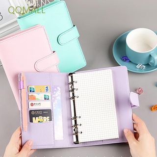 Qqmall ป้ายสติ๊กเกอร์หนัง Binder A6 พร้อม 2 แหวนสําหรับใส่เงินสดโน๊ตบุ๊คหลากสี