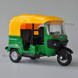 โมเดลรถจักรยานยนต์ 1:14 Bajaj Auto Motor Bike Tricycle Taxi Pull Back Toy พร้อมเสียง และไฟ ของเล่นสําหรับเด็ก