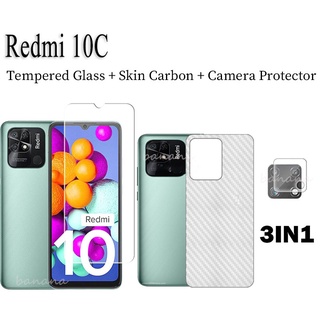 3-in-1 Redmi 10C Xiaomi Poco M3 X3 NFC กระจกนิรภัย Redmi 9A Note 9 9s Pro Max ป้องกันหน้าจอ Xiomi Poco M3 ฟิล์มป้องกัน