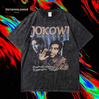 เสื้อยืดผ้าฝ้าย เสื้อยืดแขนสั้น ขนาดใหญ่ พิมพ์ลาย JOKO WIDODO VINTAGE