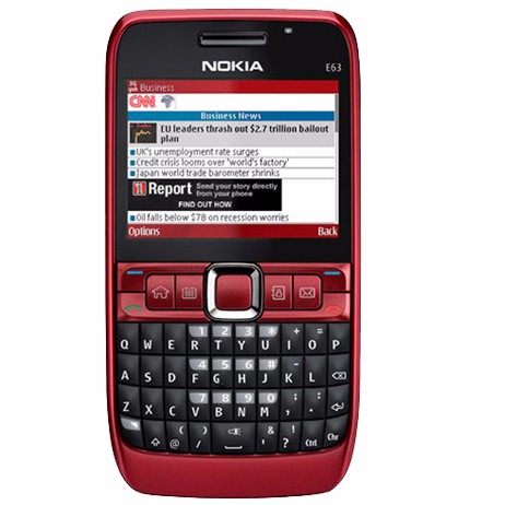 โทรศัพท์มือถือโนเกียปุ่มกด NOKIA E63  (สีแดง)  3G/4G รุ่นใหม่2020
