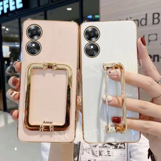 เคสโทรศัพท์มือถือแฟชั่น OPPO A78 4G 5G OPPOA78 คุณภาพสูง เคสซิลิโคนนิ่ม พร้อมขาตั้งโลหะ ป้องกันกล้อง ฝาหลัง